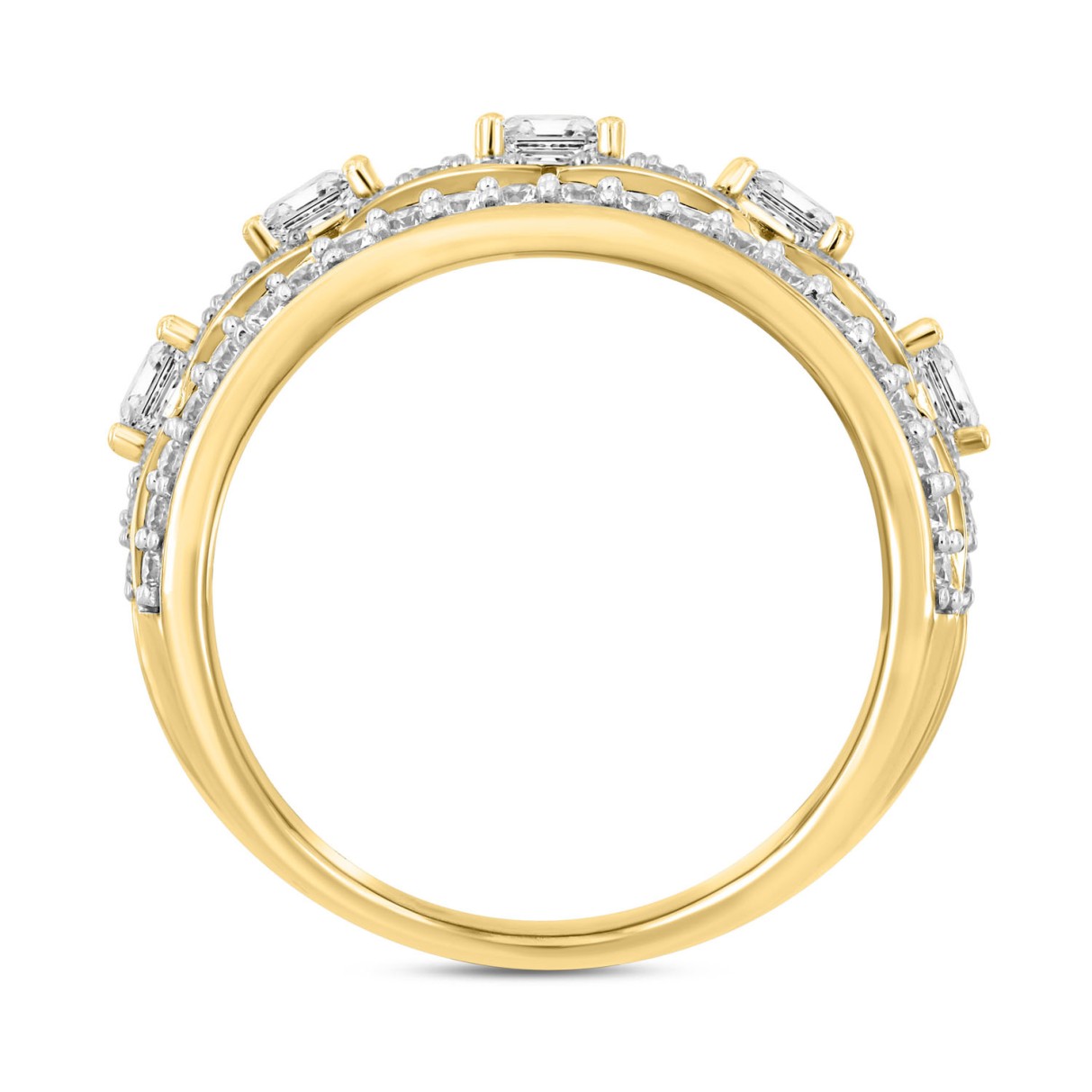 MEN'S RING 2CT ROUND/PRINCESS DIAMOND 14K YELLOW GOLD