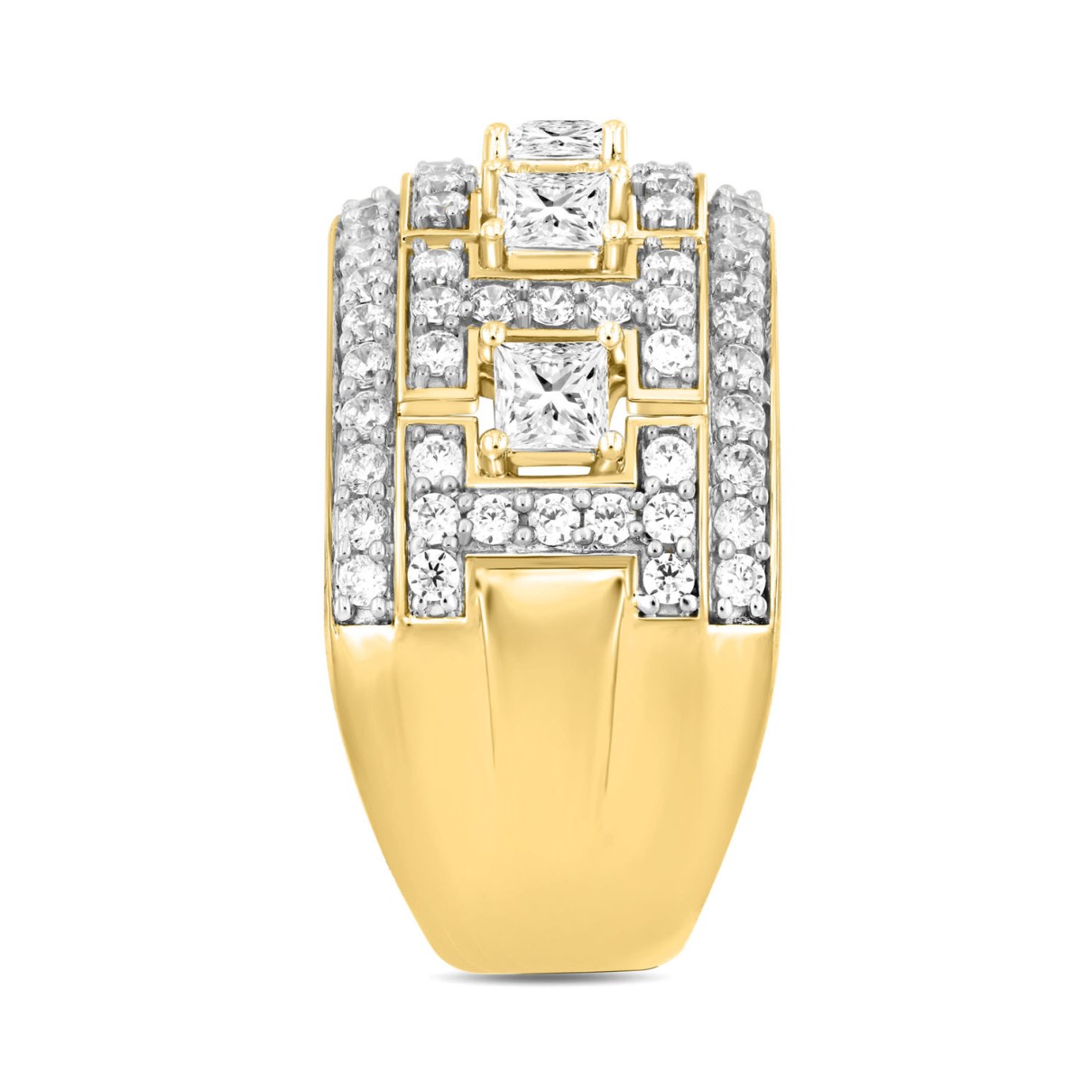 MEN'S RING 2CT ROUND/PRINCESS DIAMOND 14K YELLOW GOLD