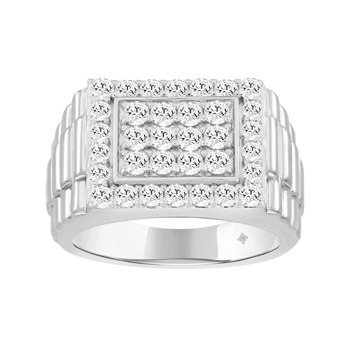 MEN'S RING 1 1/2CT ROUND DIAMOND 14K WHITE GOLD