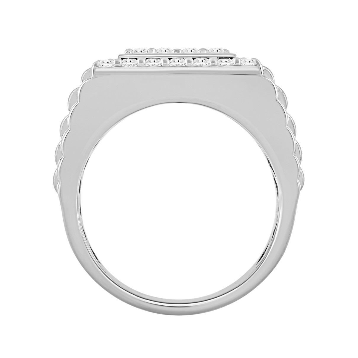 MEN'S RING 1 1/2CT ROUND DIAMOND 14K WHITE GOLD