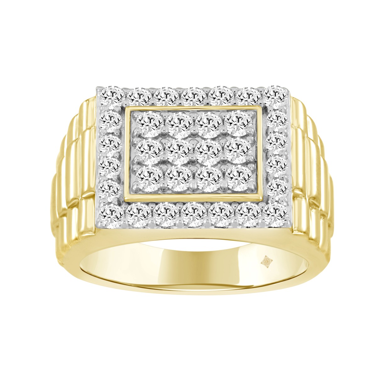 MEN'S RING 1 1/2CT ROUND DIAMOND 14K YELLOW GOLD...