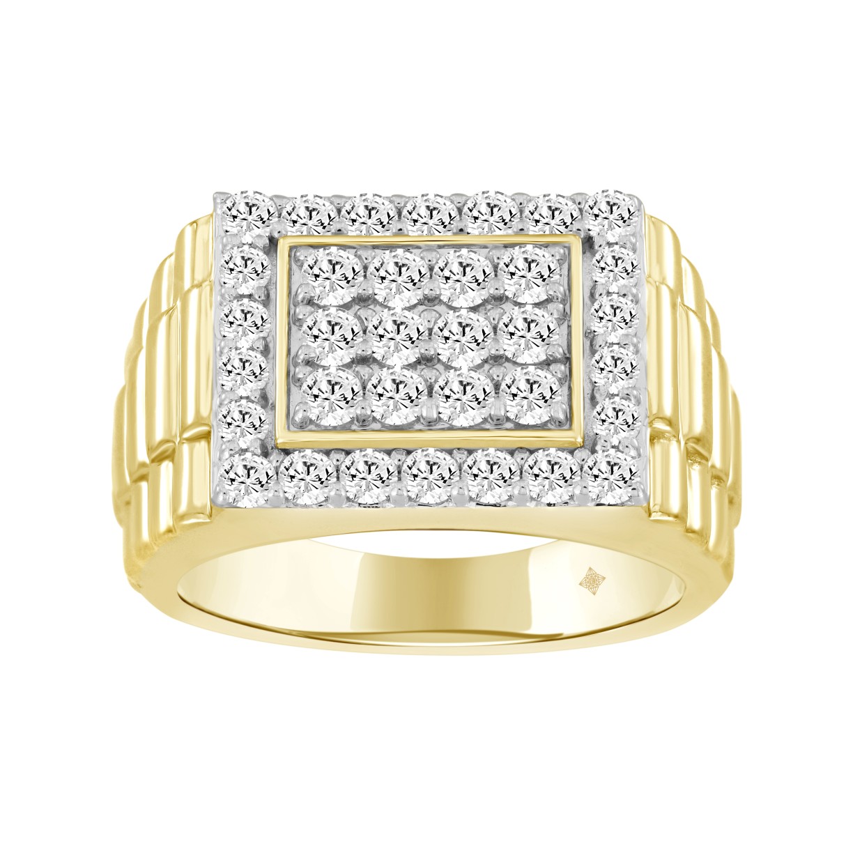 MEN'S RING 1 1/2CT ROUND DIAMOND 14K YELLOW GOLD