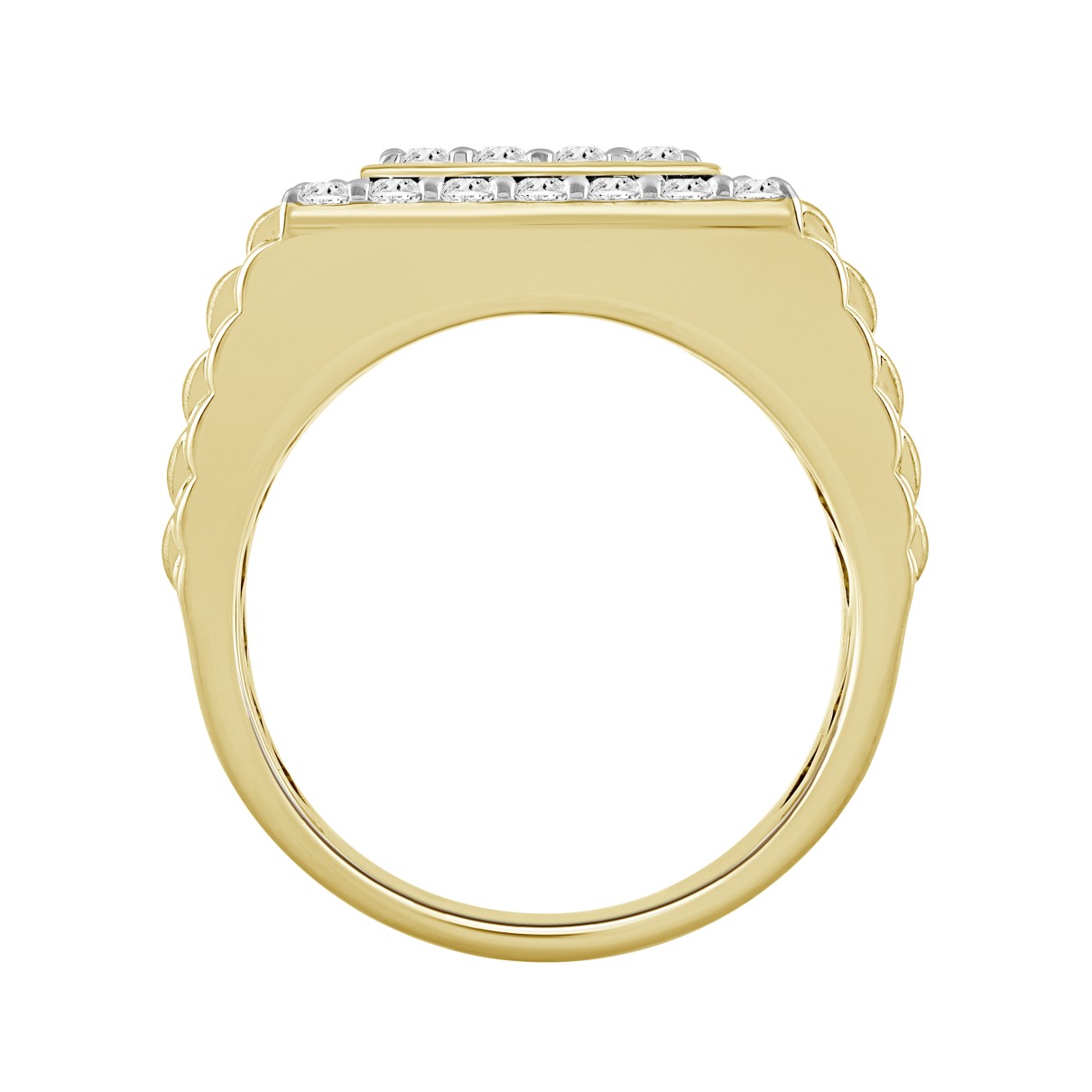 MEN'S RING 1 1/2CT ROUND DIAMOND 14K YELLOW GOLD