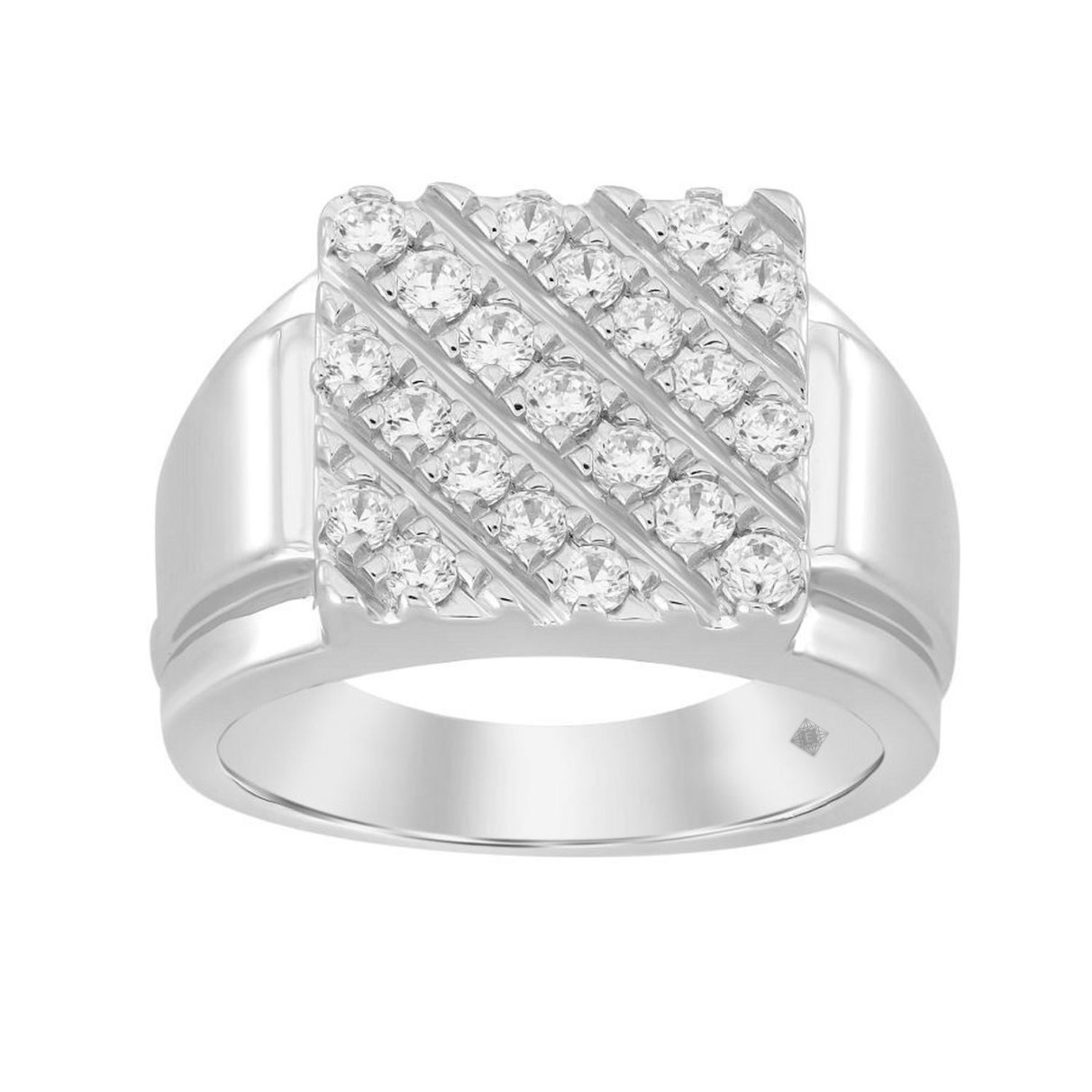 MEN'S RING 1CT ROUND DIAMOND 14K WHITE GOLD...