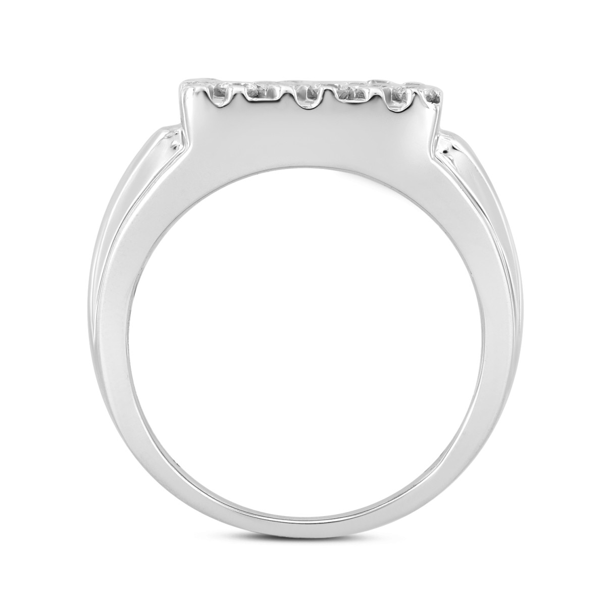 MEN'S RING 1CT ROUND DIAMOND 14K WHITE GOLD