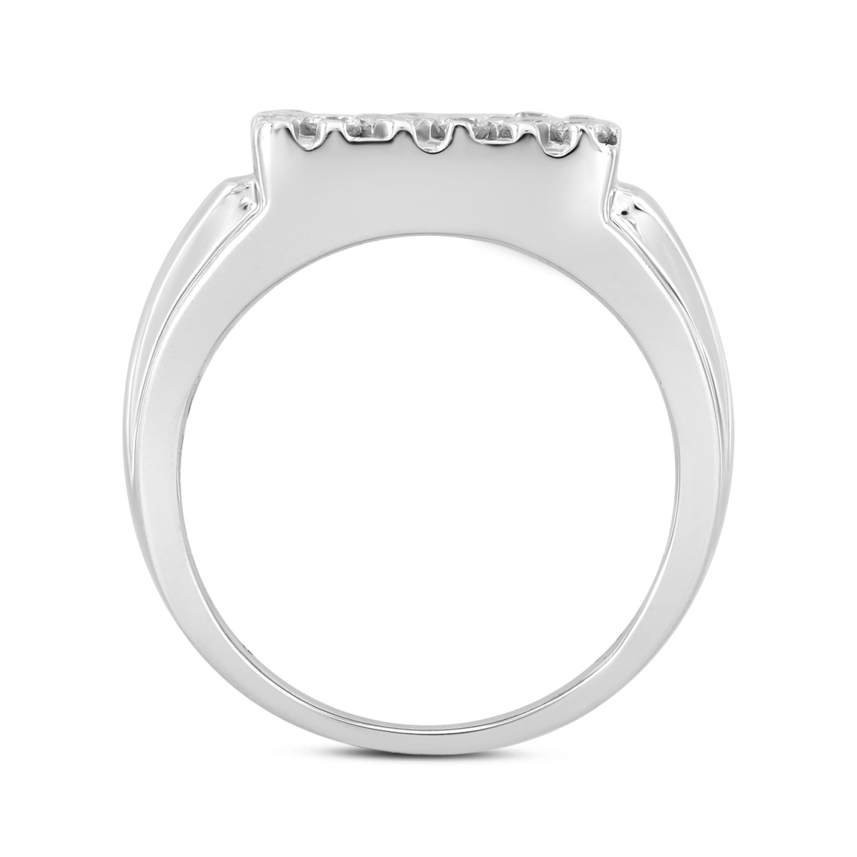 MEN'S RING 1CT ROUND DIAMOND 14K WHITE GOLD