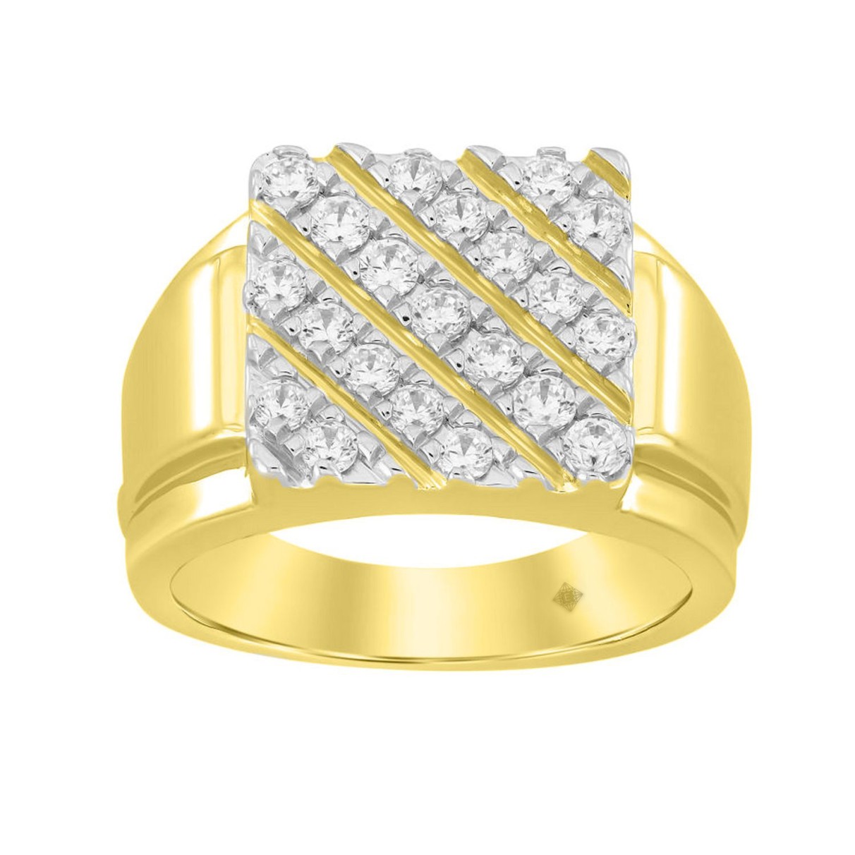 MEN'S RING 1CT ROUND DIAMOND 14K YELLOW GOLD...