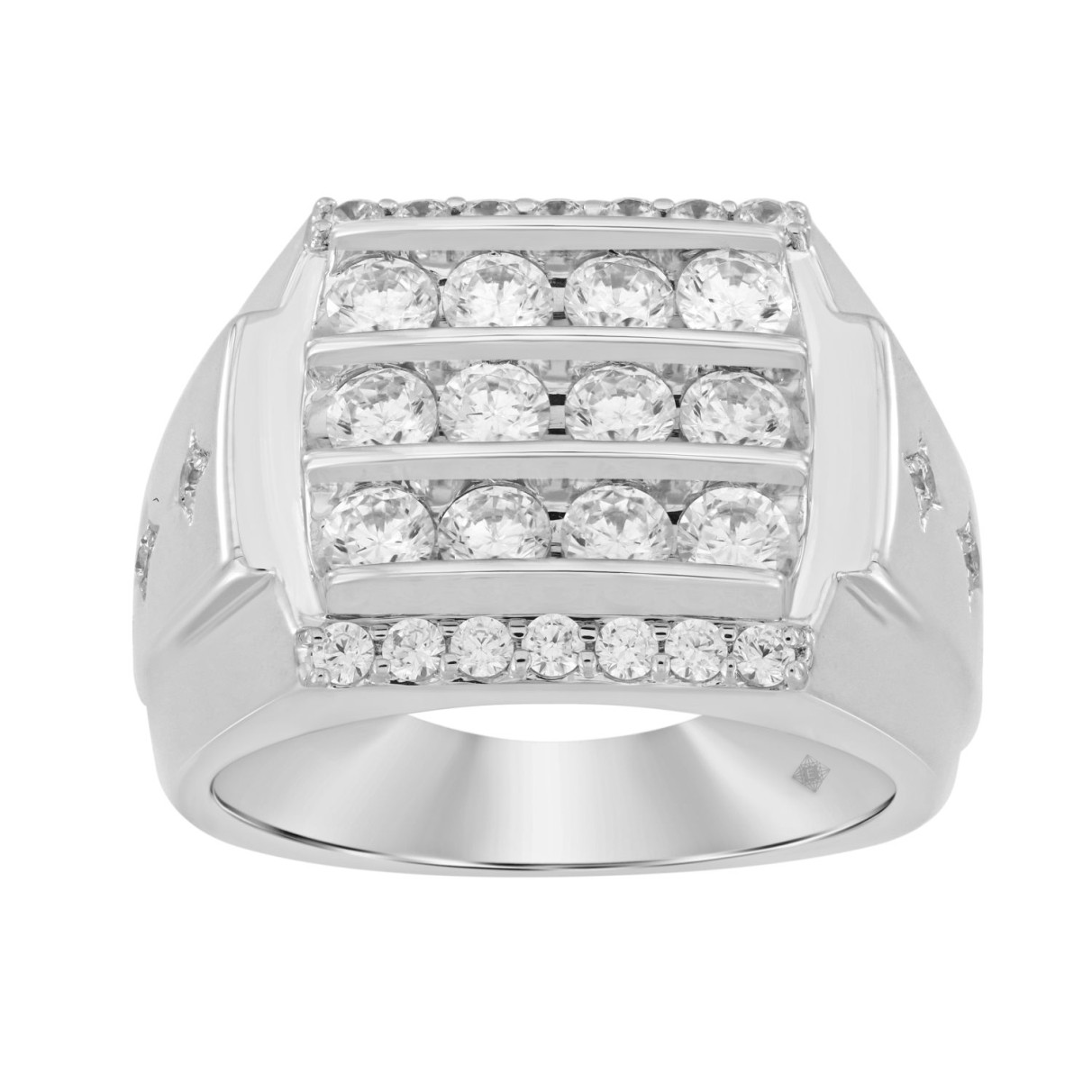 MEN'S RING 2CT ROUND DIAMOND 14K WHITE GOLD...