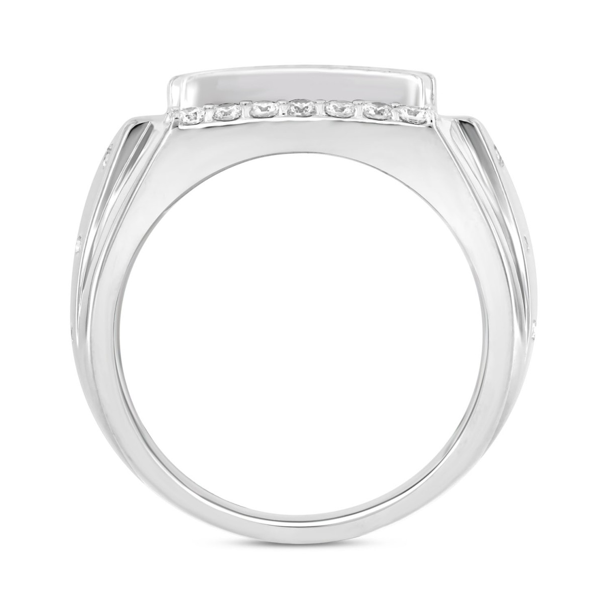 MEN'S RING 2CT ROUND DIAMOND 14K WHITE GOLD