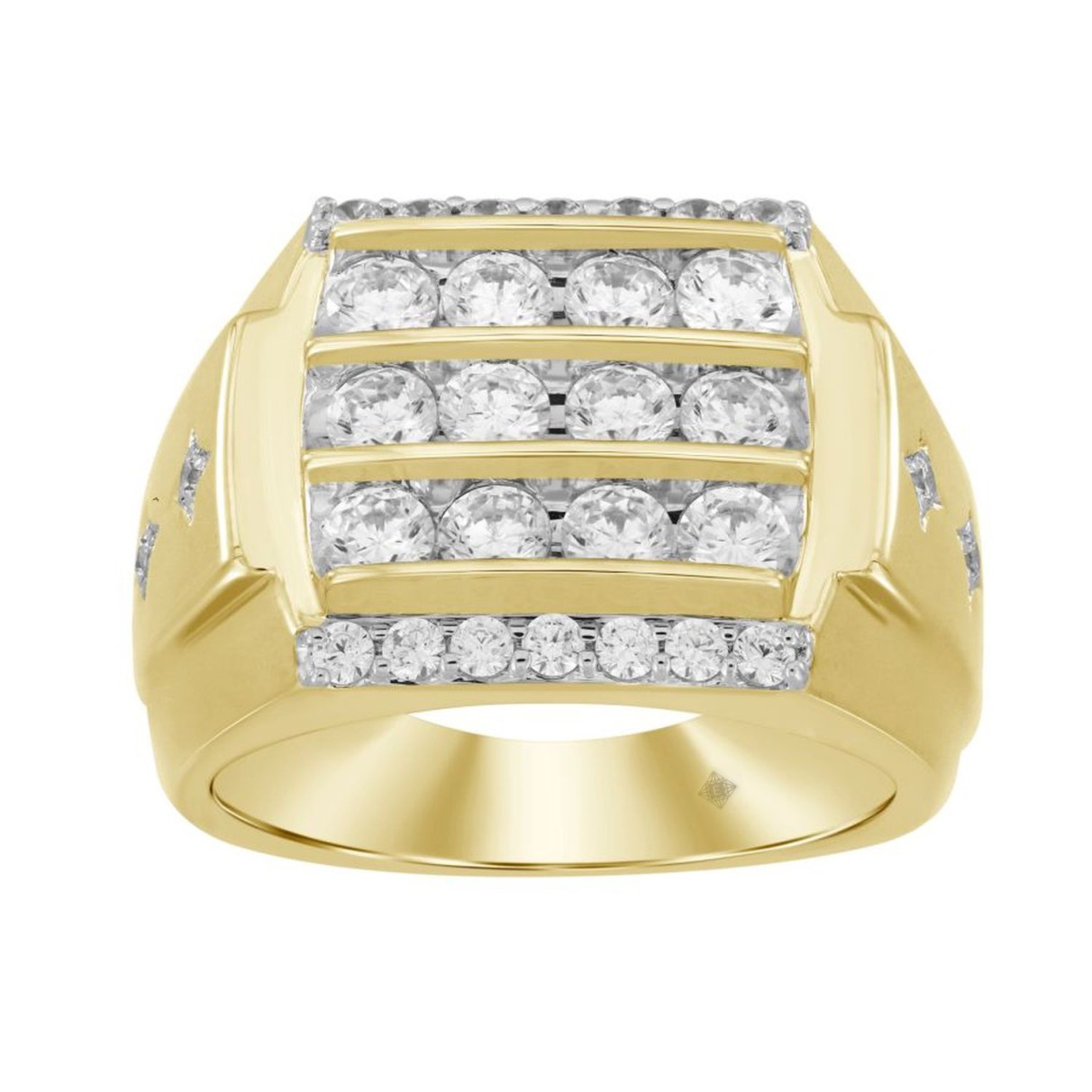 MEN'S RING 2CT ROUND DIAMOND 14K YELLOW GOLD...