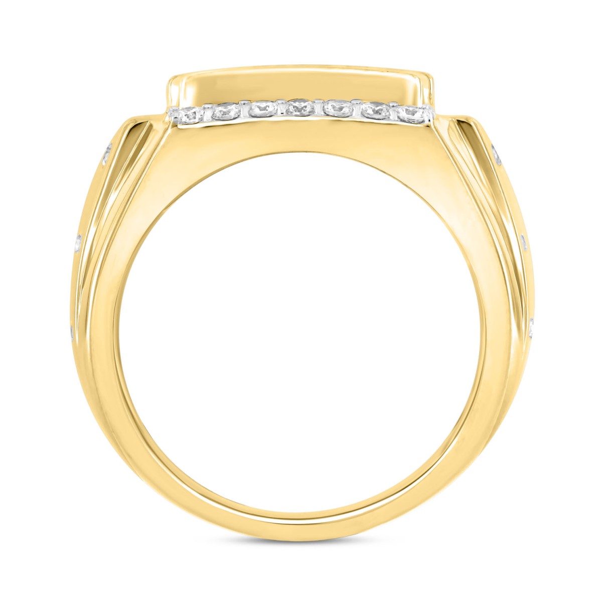 MEN'S RING 2CT ROUND DIAMOND 14K YELLOW GOLD