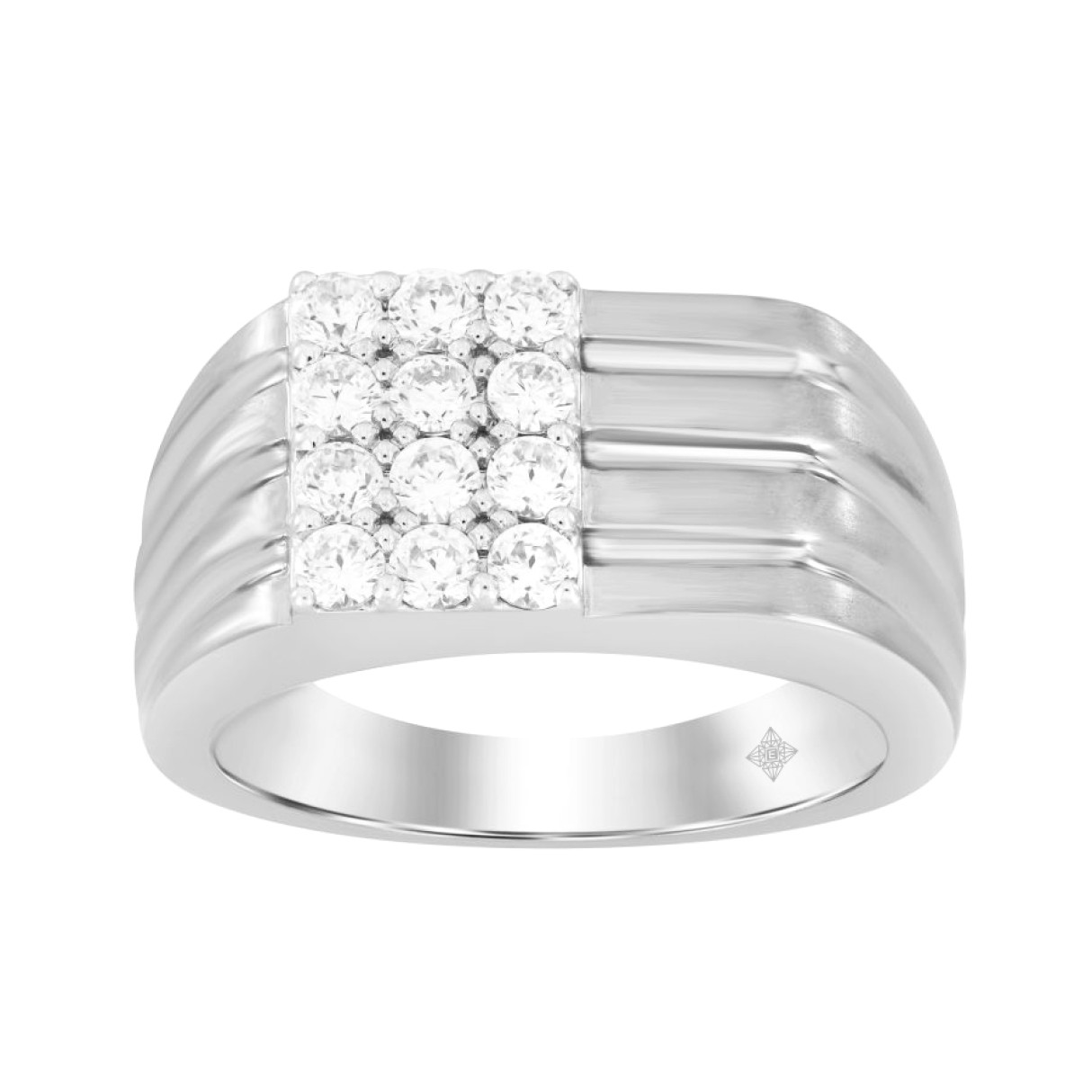 MEN'S RING 3/4CT ROUND DIAMOND 14K WHITE GOLD