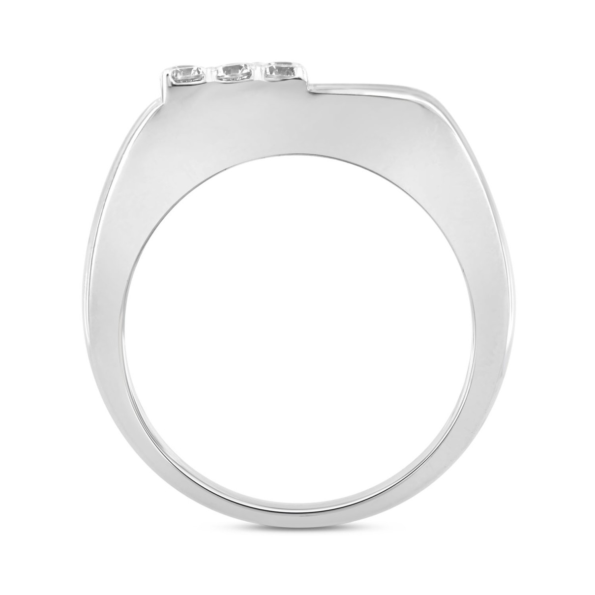 MEN'S RING 3/4CT ROUND DIAMOND 14K WHITE GOLD