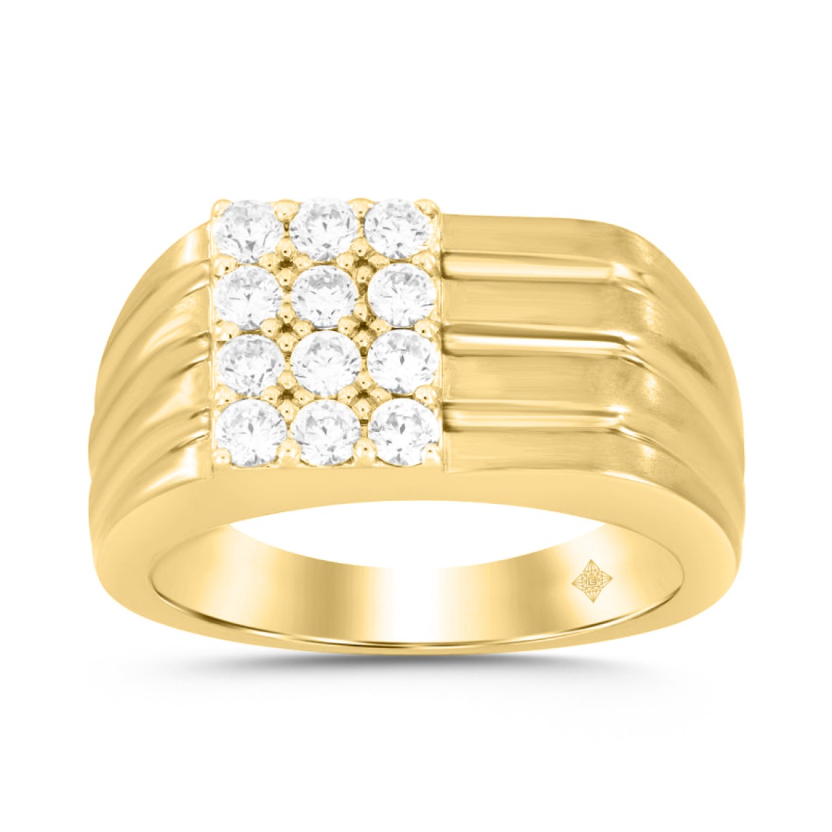 MEN'S RING 3/4CT ROUND DIAMOND 14K YELLOW GOLD...