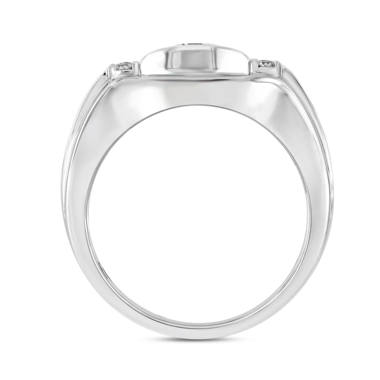 MEN'S RING 1CT ROUND DIAMOND 14K WHITE GOLD