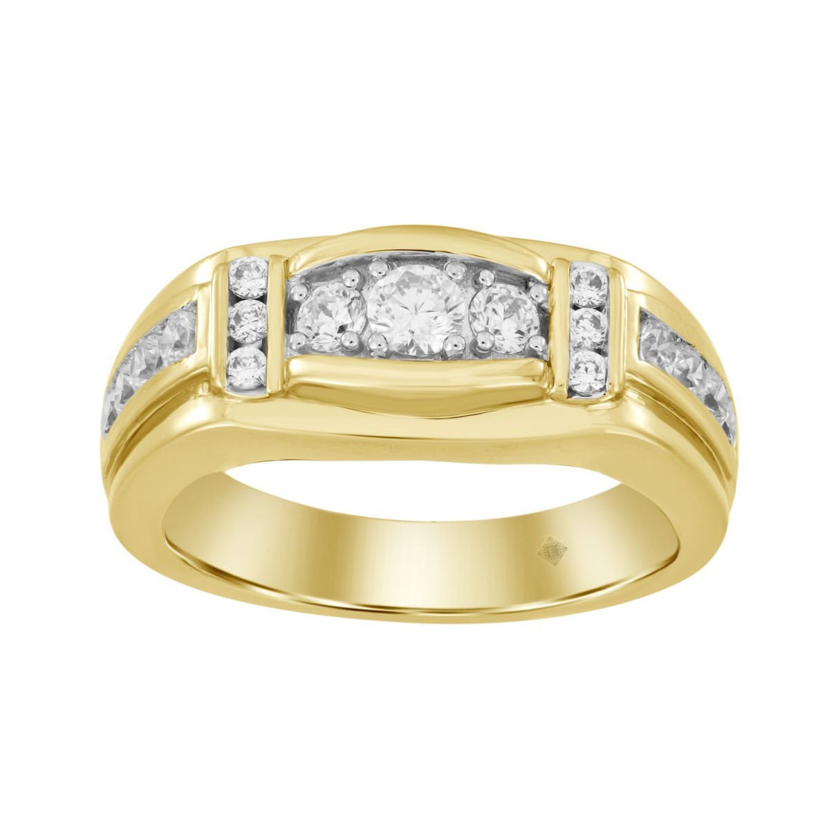 MEN'S RING 1CT ROUND DIAMOND 14K YELLOW GOLD...