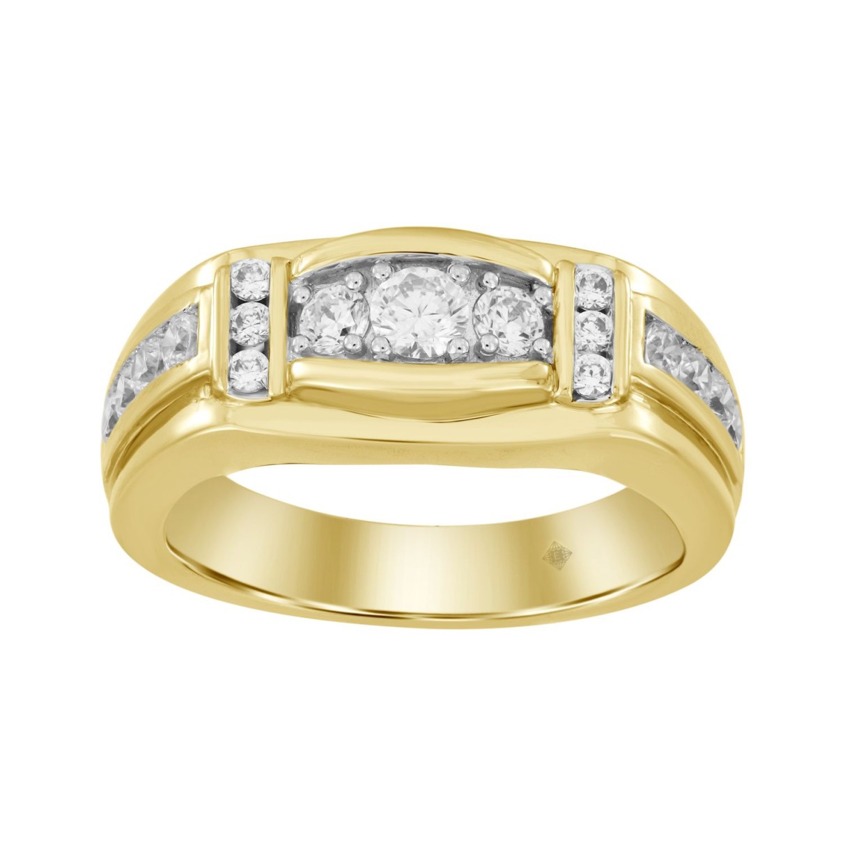 MEN'S RING 1CT ROUND DIAMOND 14K YELLOW GOLD