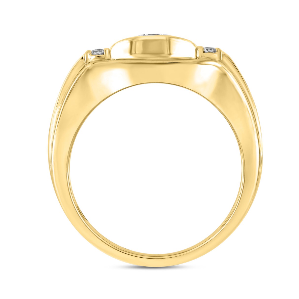 MEN'S RING 1CT ROUND DIAMOND 14K YELLOW GOLD