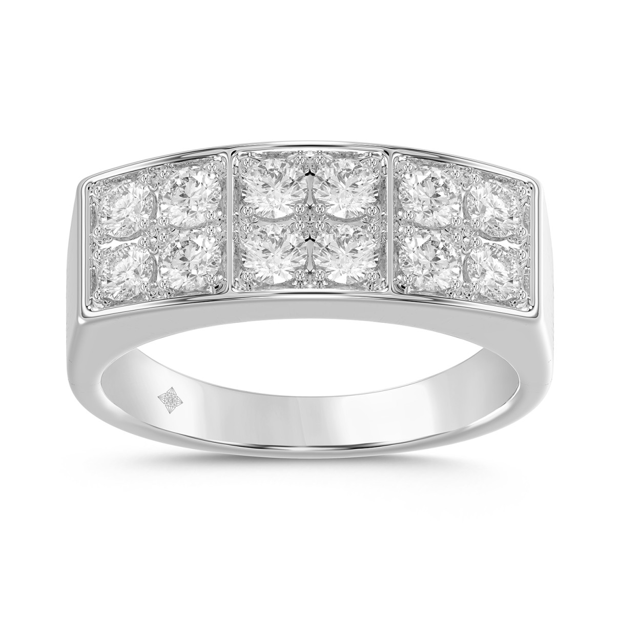 MEN'S RING 1 1/2CT ROUND DIAMOND 14K WHITE GOLD