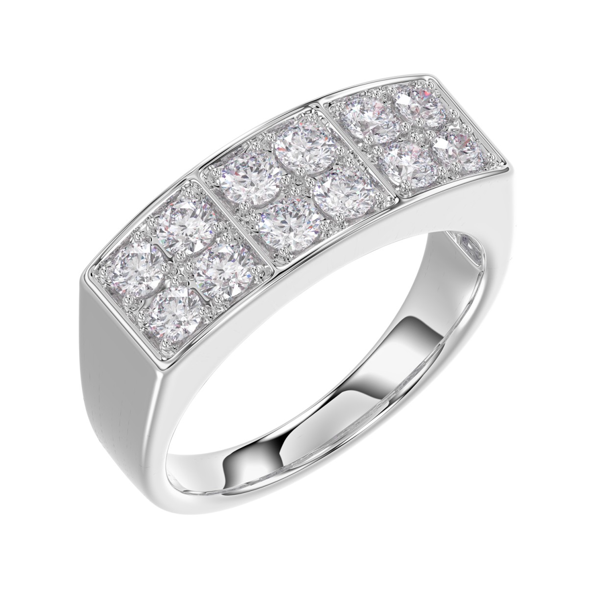 MEN'S RING 1 1/2CT ROUND DIAMOND 14K WHITE GOLD