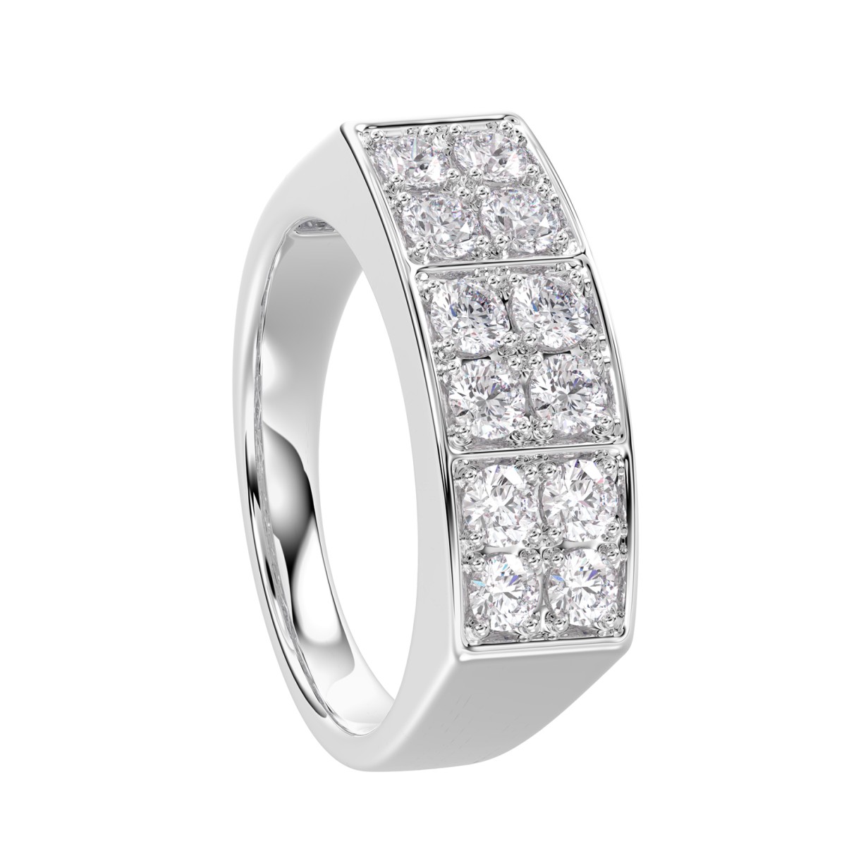 MEN'S RING 1 1/2CT ROUND DIAMOND 14K WHITE GOLD