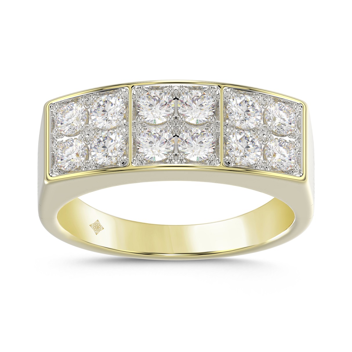 MEN'S RING 1 1/2CT ROUND DIAMOND 14K YELLOW GOLD...