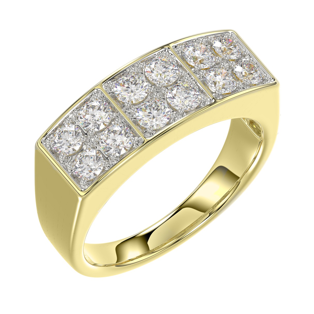 MEN'S RING 1 1/2CT ROUND DIAMOND 14K YELLOW GOLD