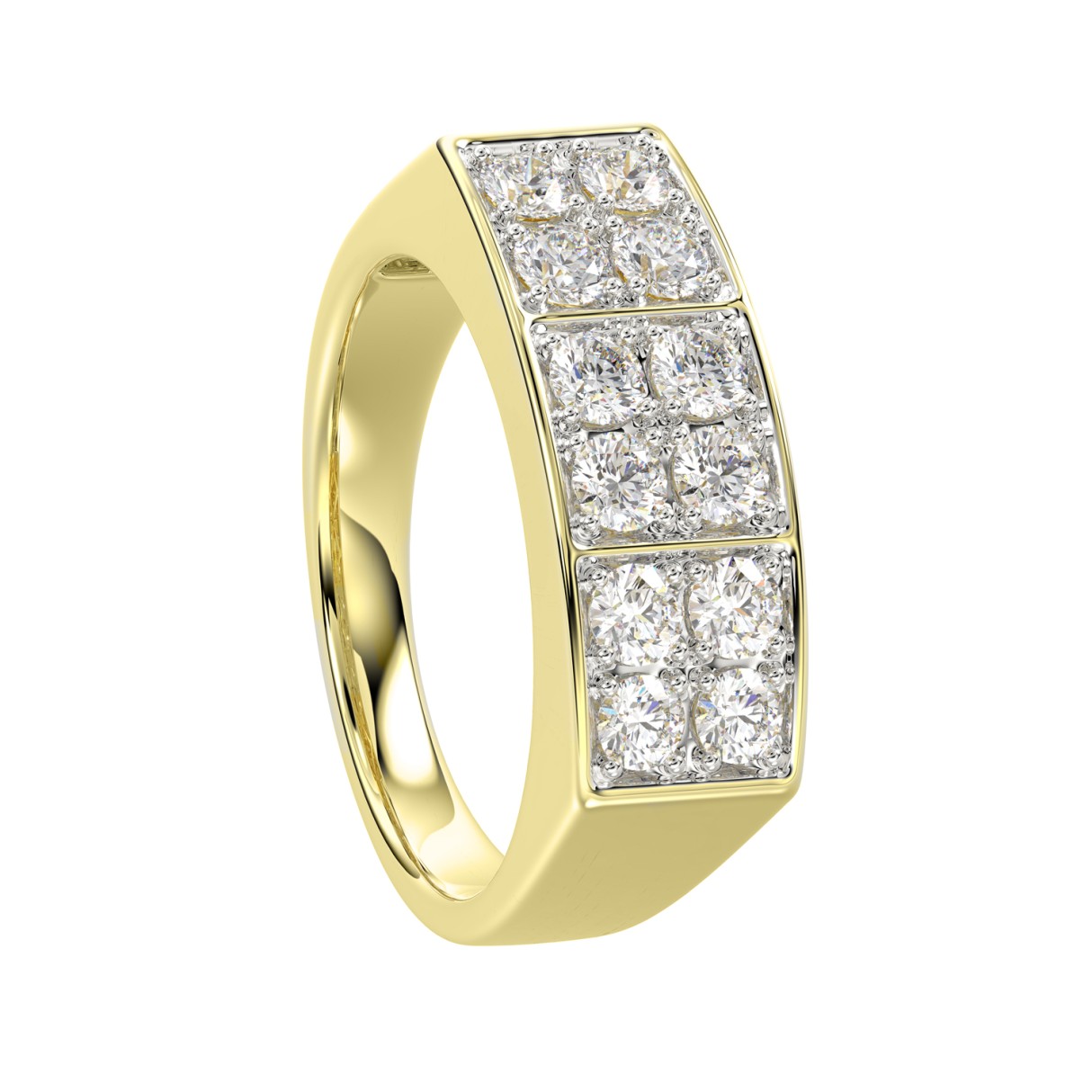 MEN'S RING 1 1/2CT ROUND DIAMOND 14K YELLOW GOLD