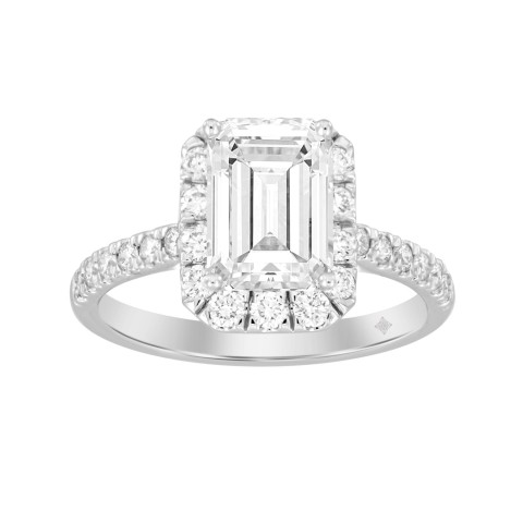 LADIES RING 2CT ROUND/EMERALD DIAMOND 14K WHITE GOLD (EMERALD DIAMOND 1 1/2CT)