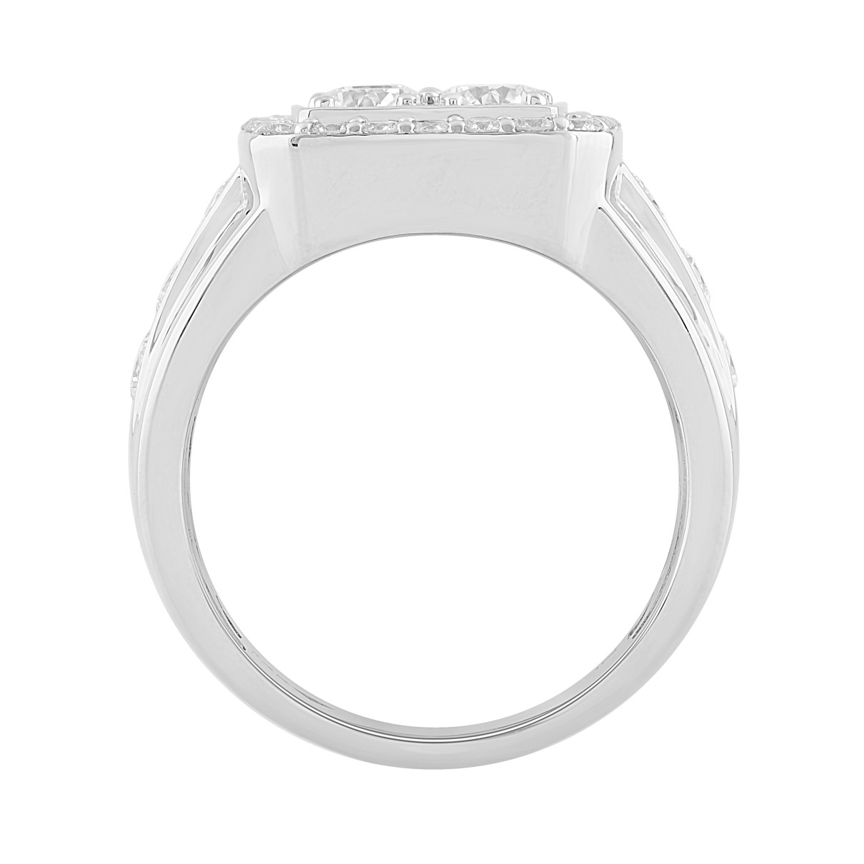 MEN'S RING 3CT ROUND DIAMOND 14K WHITE GOLD