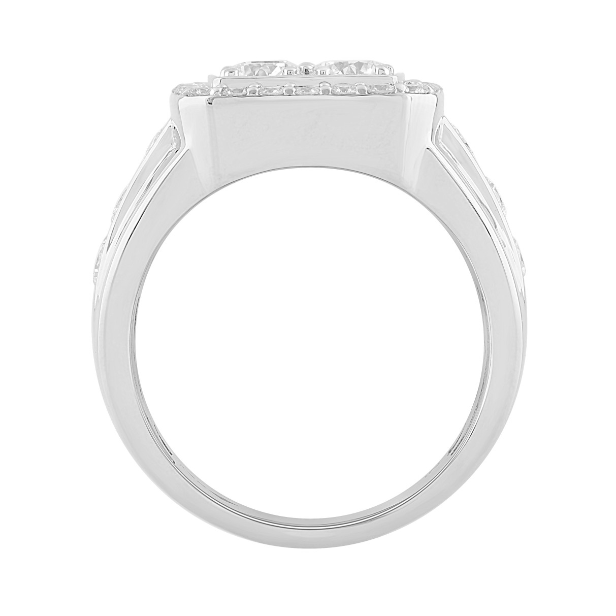 MEN'S RING 3CT ROUND DIAMOND 14K WHITE GOLD