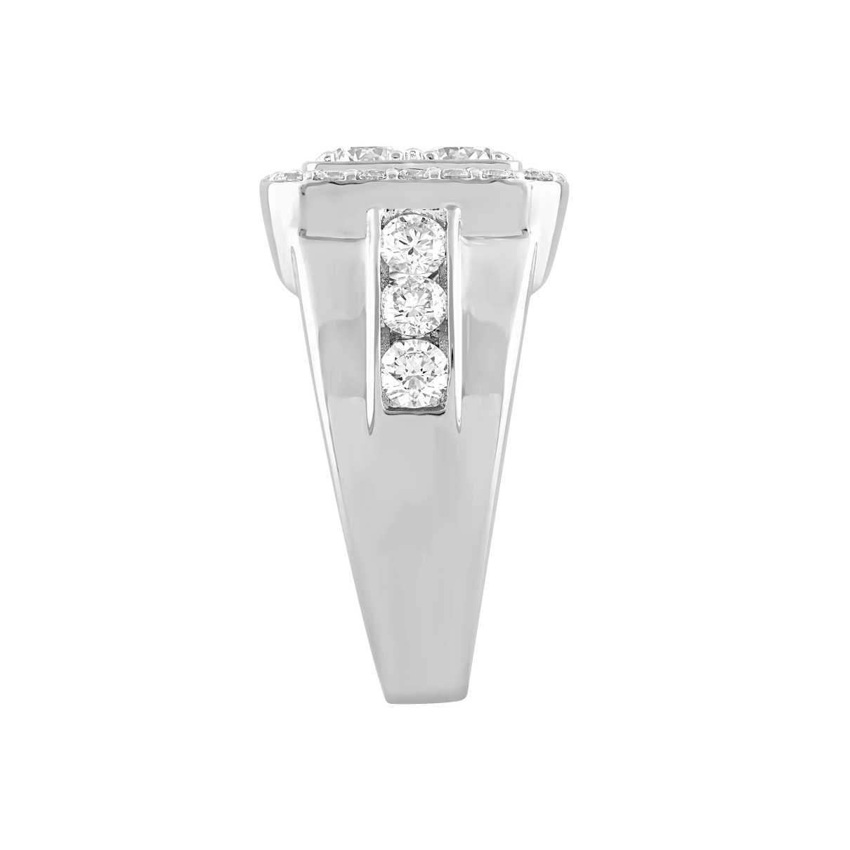 MEN'S RING 3CT ROUND DIAMOND 14K WHITE GOLD