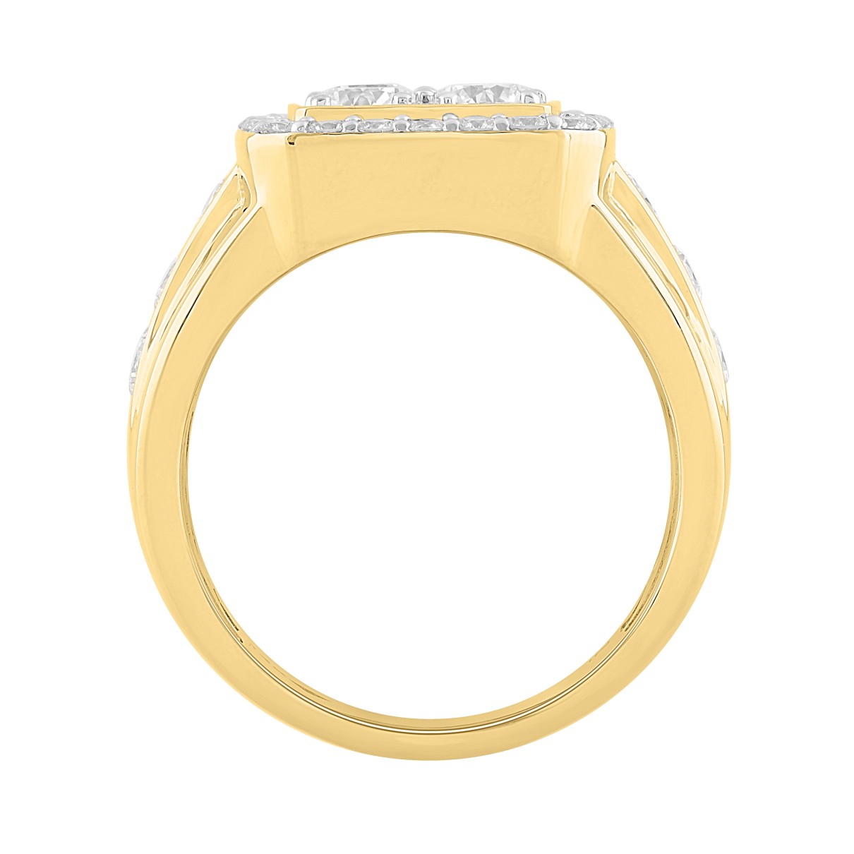 MEN'S RING 3CT ROUND DIAMOND 14K YELLOW GOLD