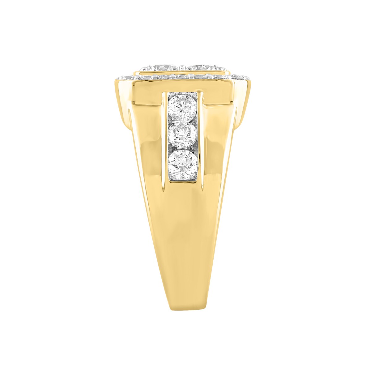 MEN'S RING 3CT ROUND DIAMOND 14K YELLOW GOLD