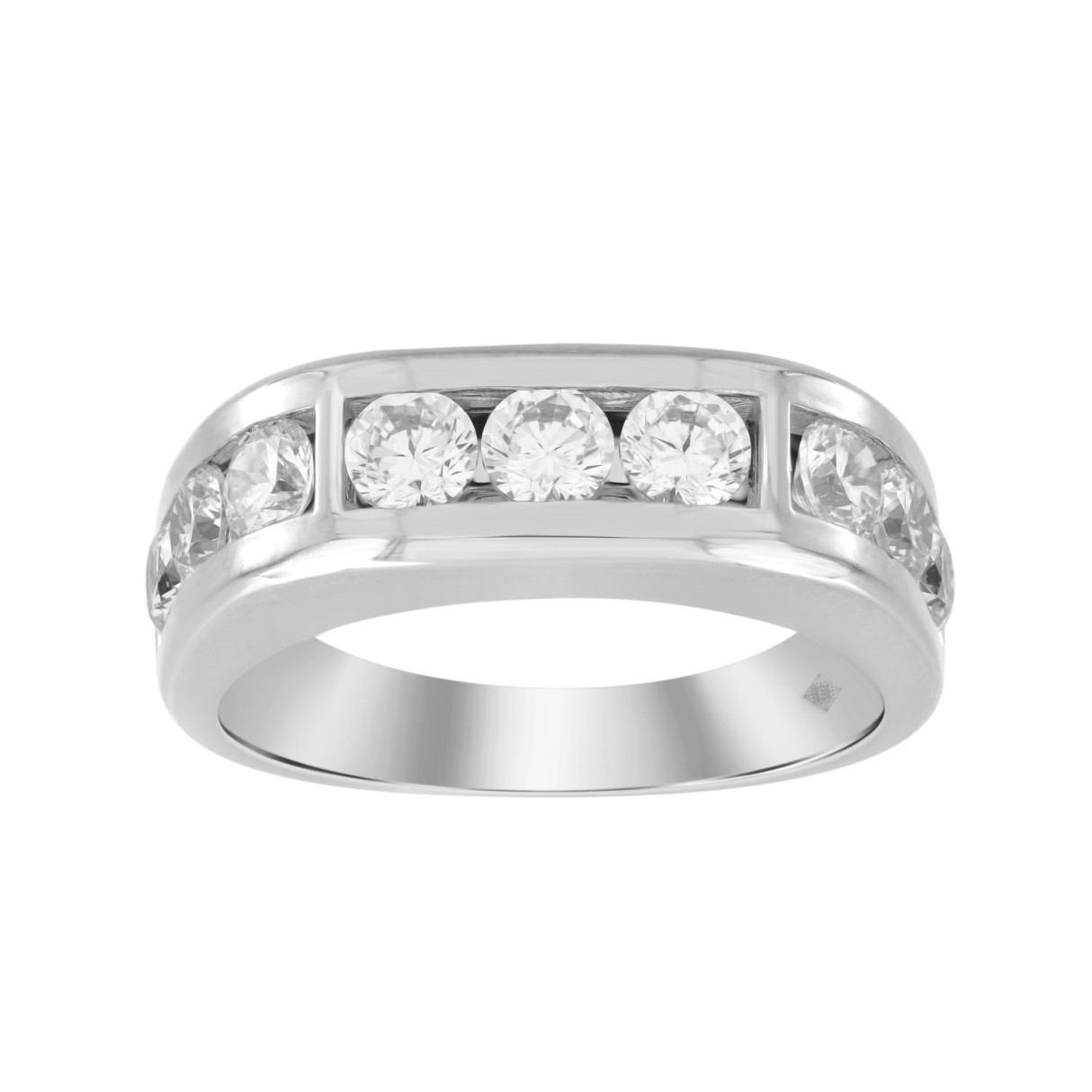 MEN'S RING 2CT ROUND DIAMOND 14K WHITE GOLD