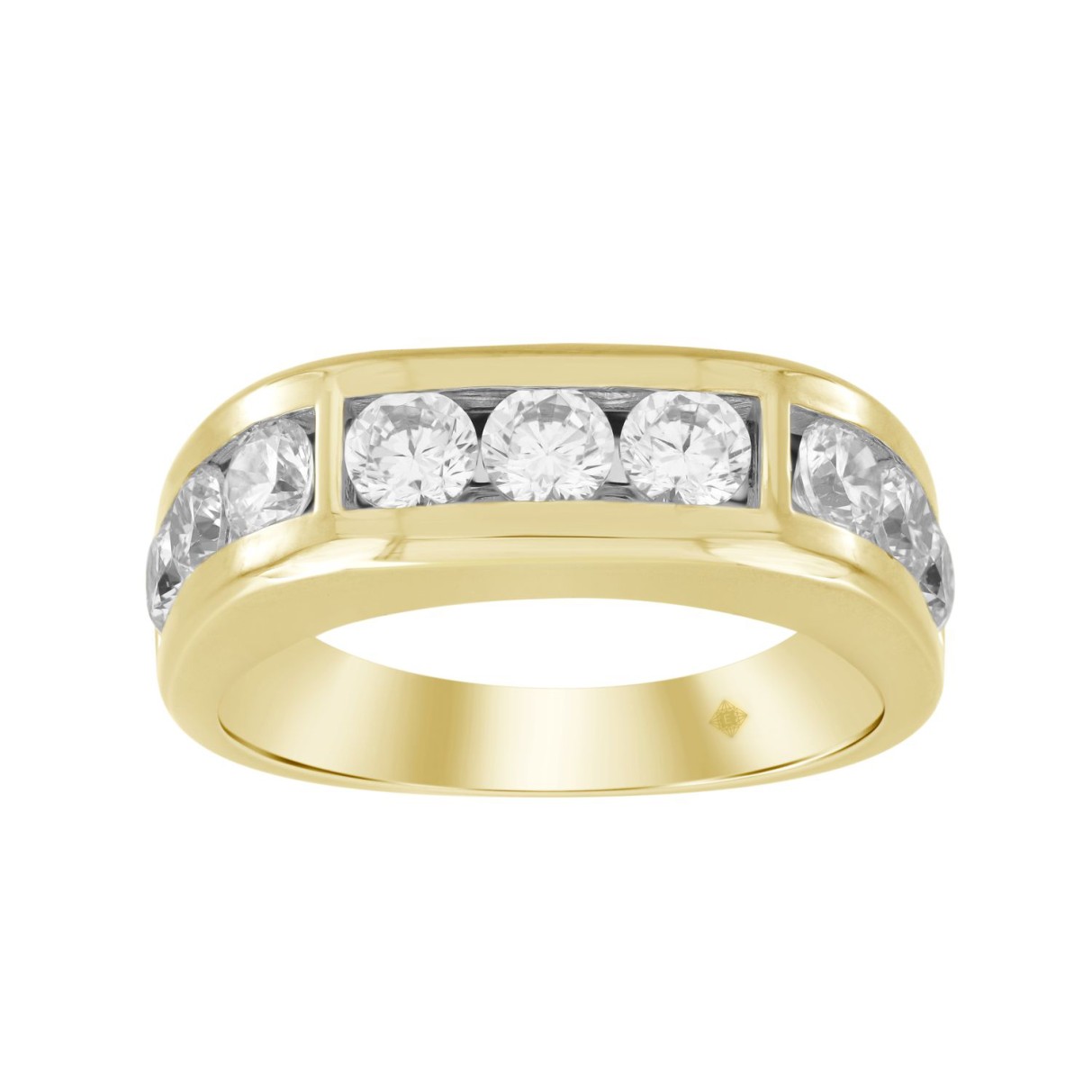 MEN'S RING 2CT ROUND DIAMOND 14K YELLOW GOLD