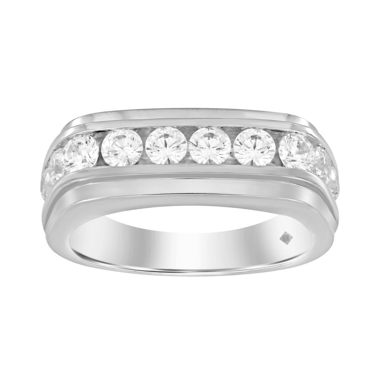 MEN'S RING 1 1/2CT ROUND DIAMOND 14K WHITE GOLD