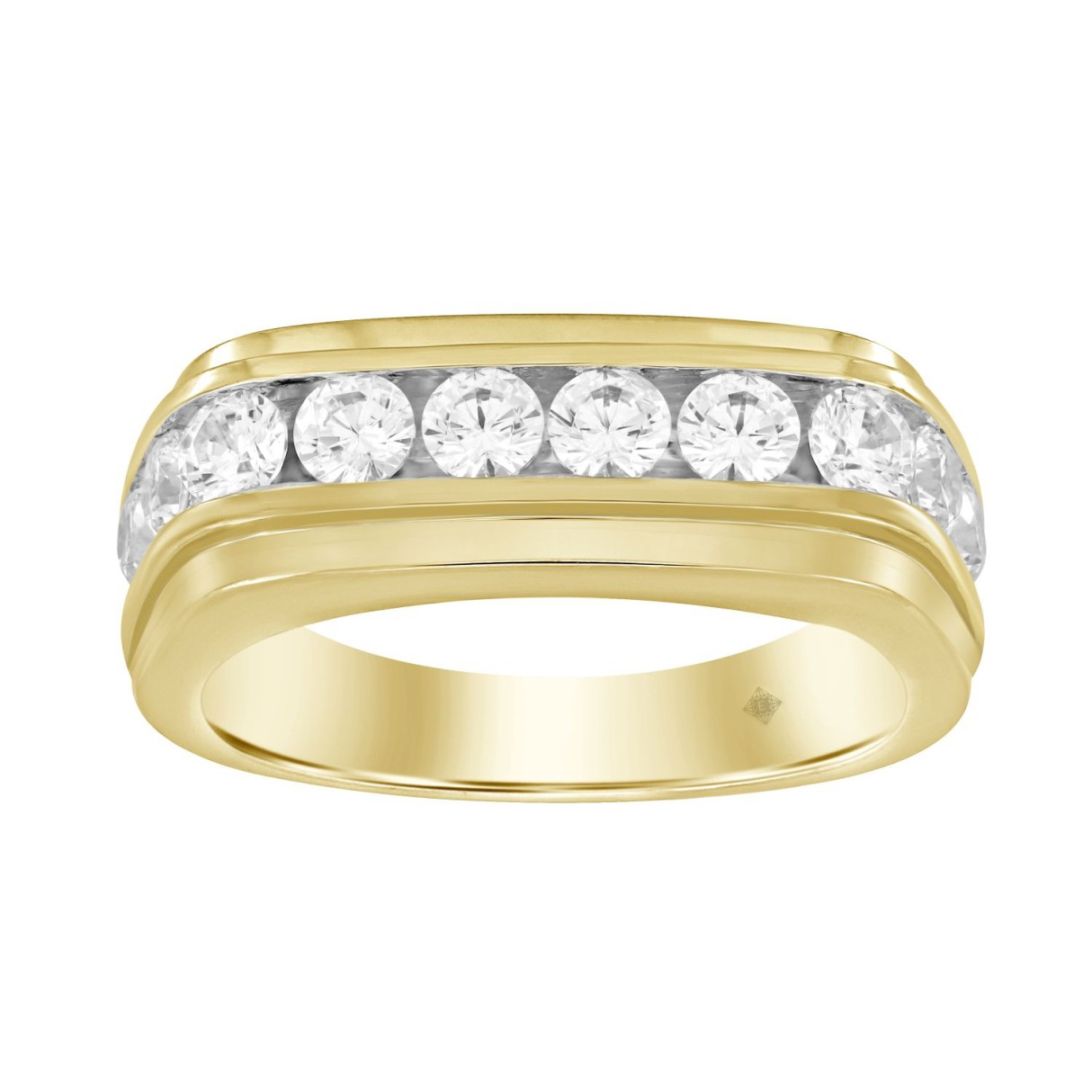 MEN'S RING 1 1/2CT ROUND DIAMOND 14K YELLOW GOLD