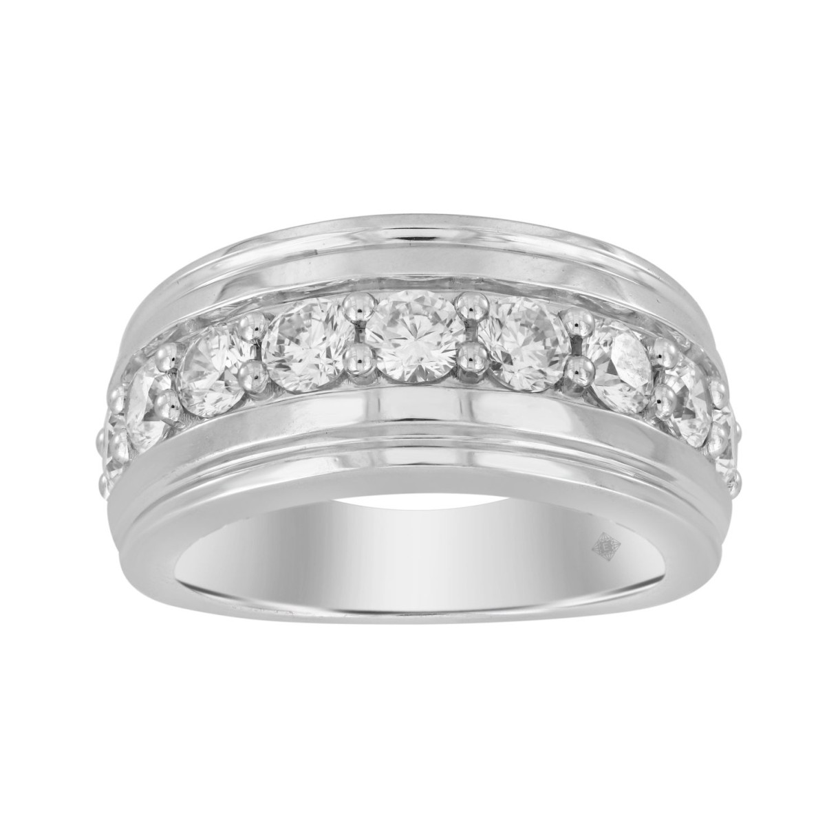 MEN'S RING 2 1/2CT ROUND DIAMOND 14K WHITE GOLD...