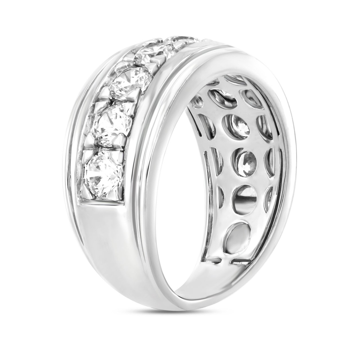 MEN'S RING 2 1/2CT ROUND DIAMOND 14K WHITE GOLD