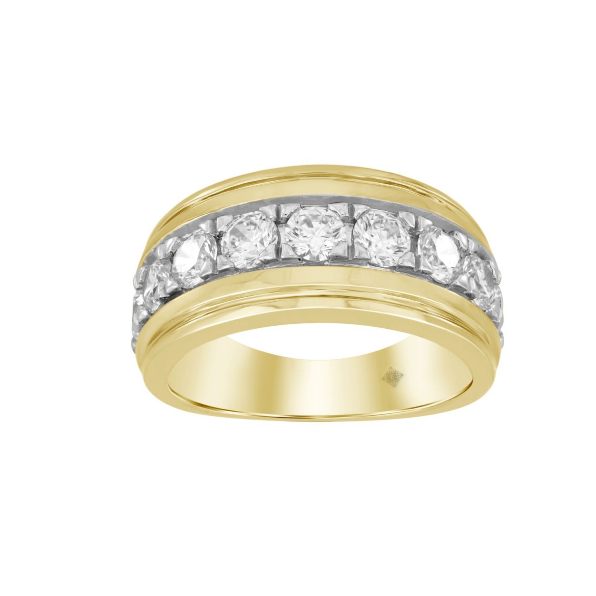 MEN'S RING 2 1/2CT ROUND DIAMOND 14K YELLOW GOLD