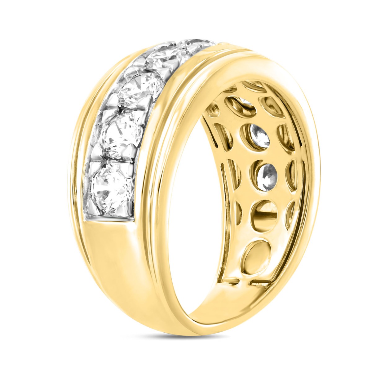 MEN'S RING 2 1/2CT ROUND DIAMOND 14K YELLOW GOLD