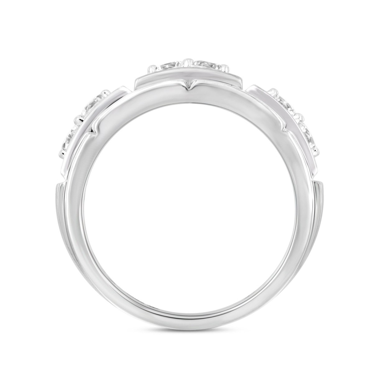 MEN'S RING 1CT ROUND DIAMOND 14K WHITE GOLD