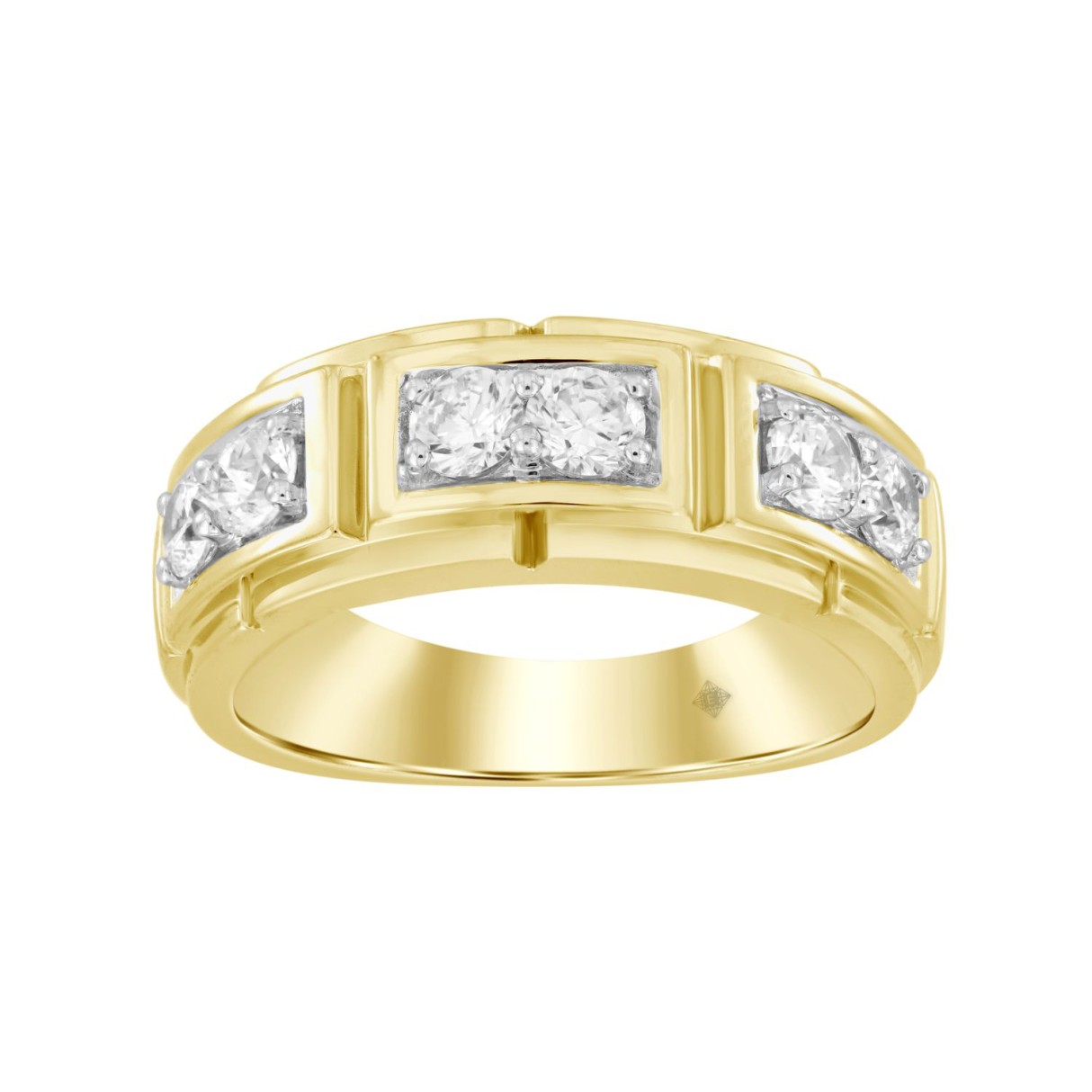 MEN'S RING 1CT ROUND DIAMOND 14K YELLOW GOLD