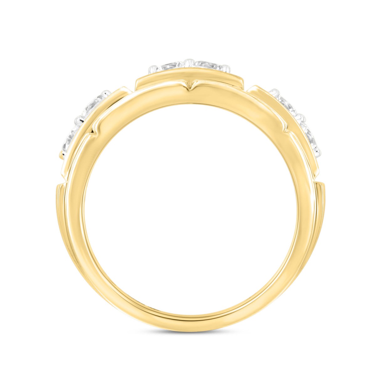 MEN'S RING 1CT ROUND DIAMOND 14K YELLOW GOLD