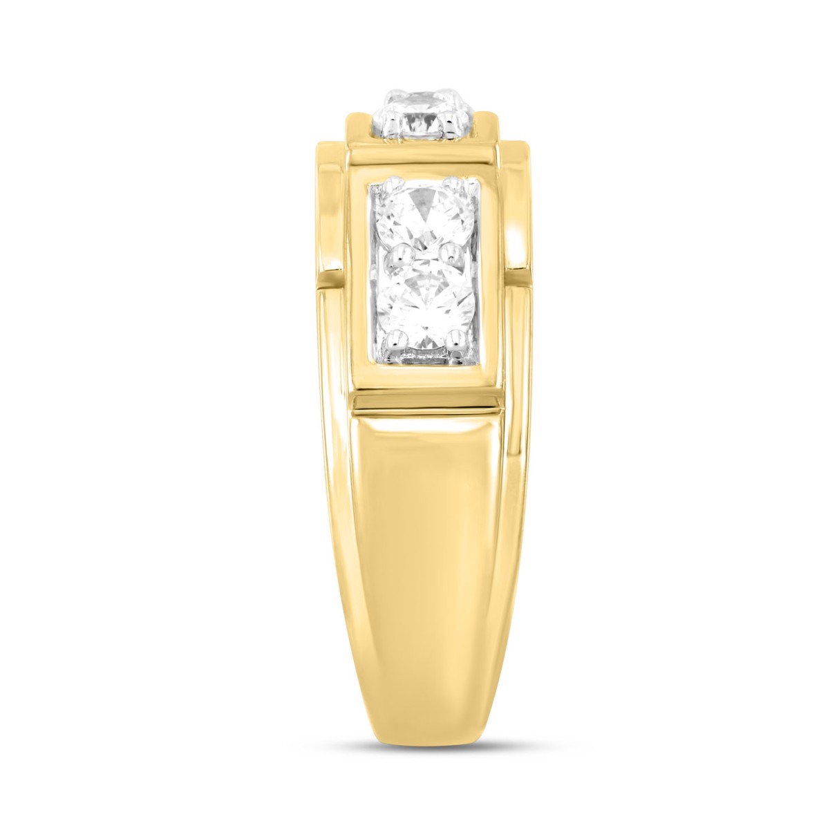 MEN'S RING 1CT ROUND DIAMOND 14K YELLOW GOLD