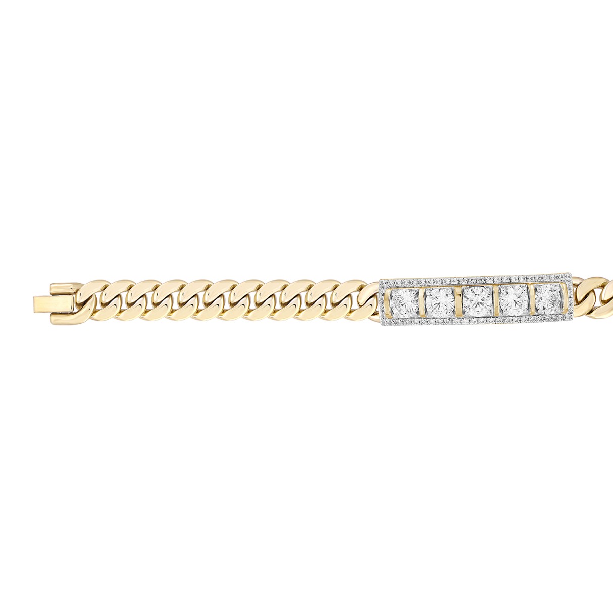 MEN'S BRACELET 3CT ROUND DIAMOND 14K YELLOW GOLD