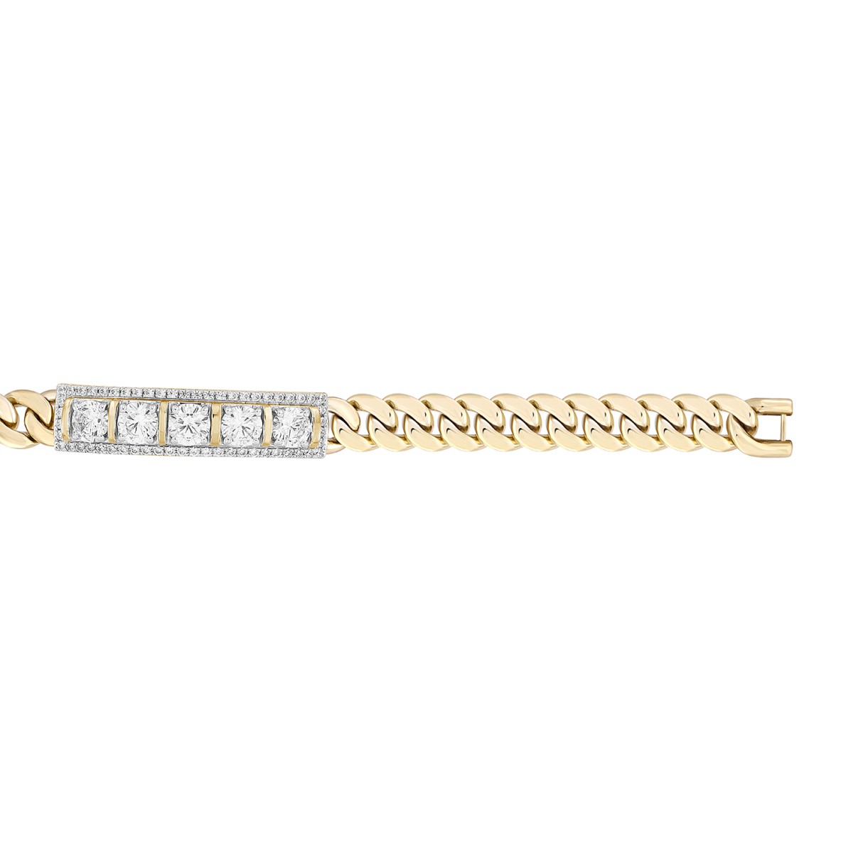 MEN'S BRACELET 3CT ROUND DIAMOND 14K YELLOW GOLD