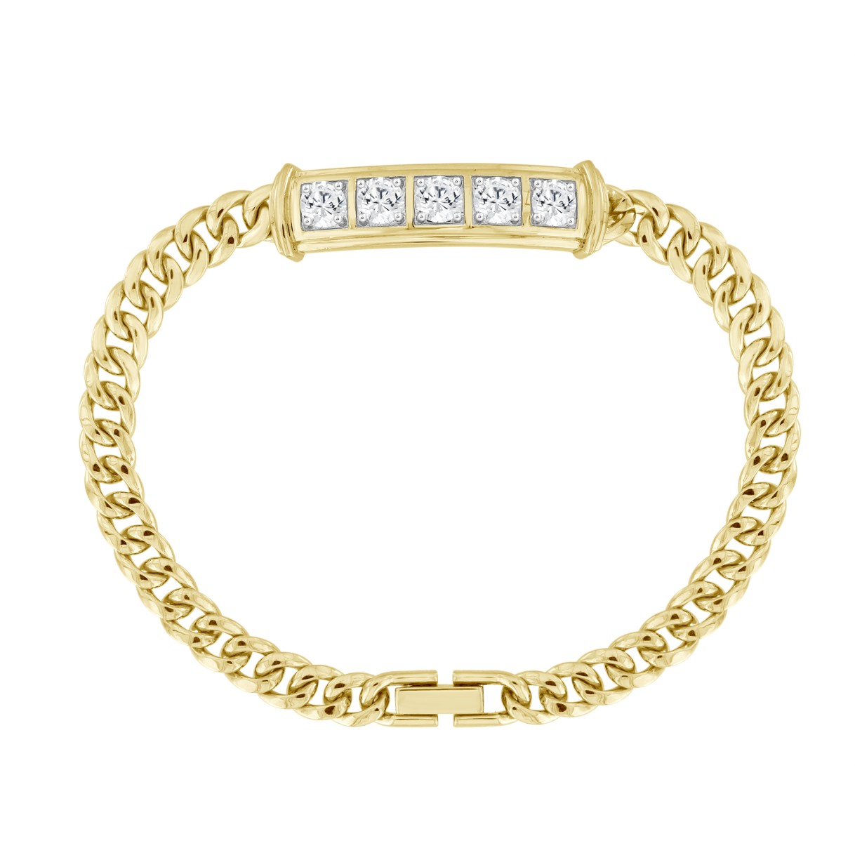 MEN'S BRACELET 2 1/2CT ROUND DIAMOND 14K YELLOW GOLD