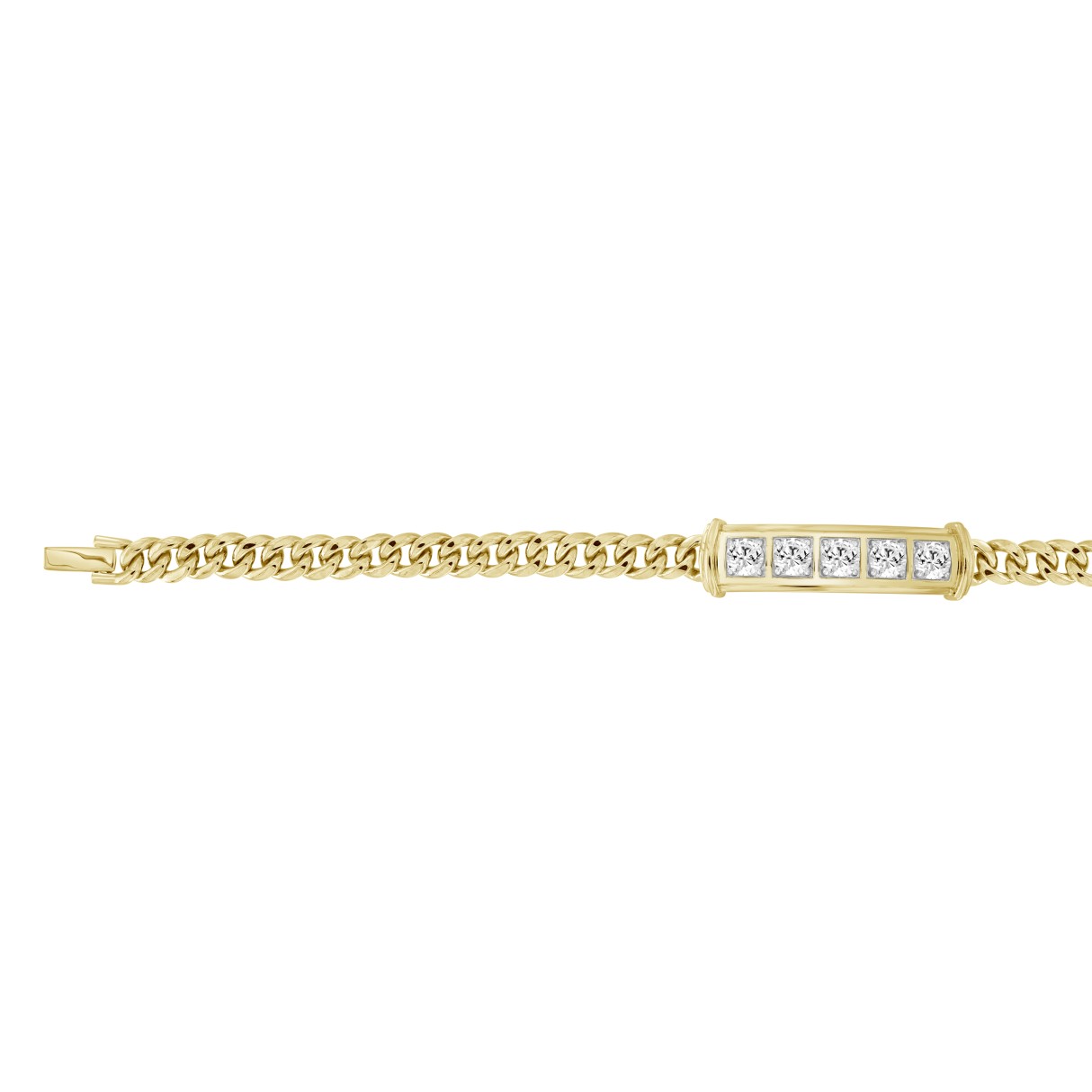 MEN'S BRACELET 2 1/2CT ROUND DIAMOND 14K YELLOW GOLD
